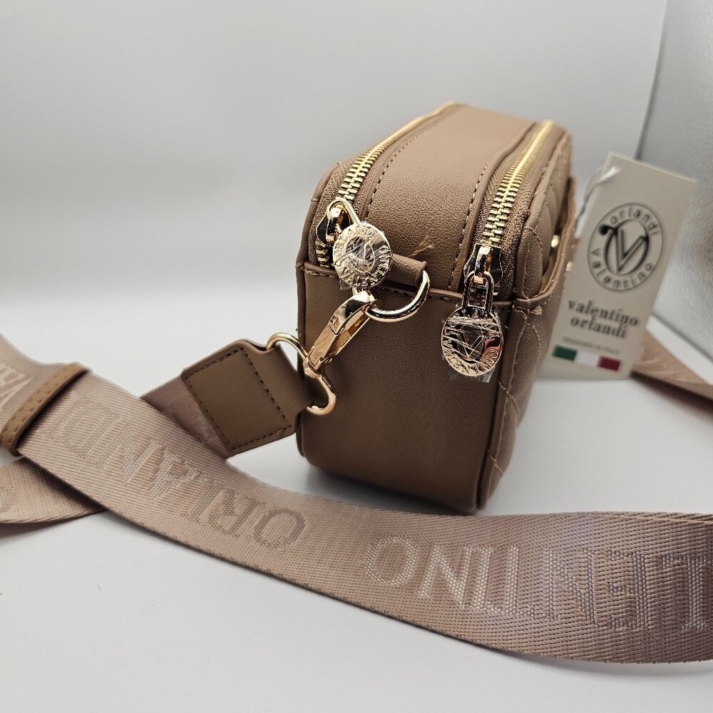Valentino Orlandi Quilted Vegan Leather Crossbody – NWT – Taupe - Picture 2 of 10
